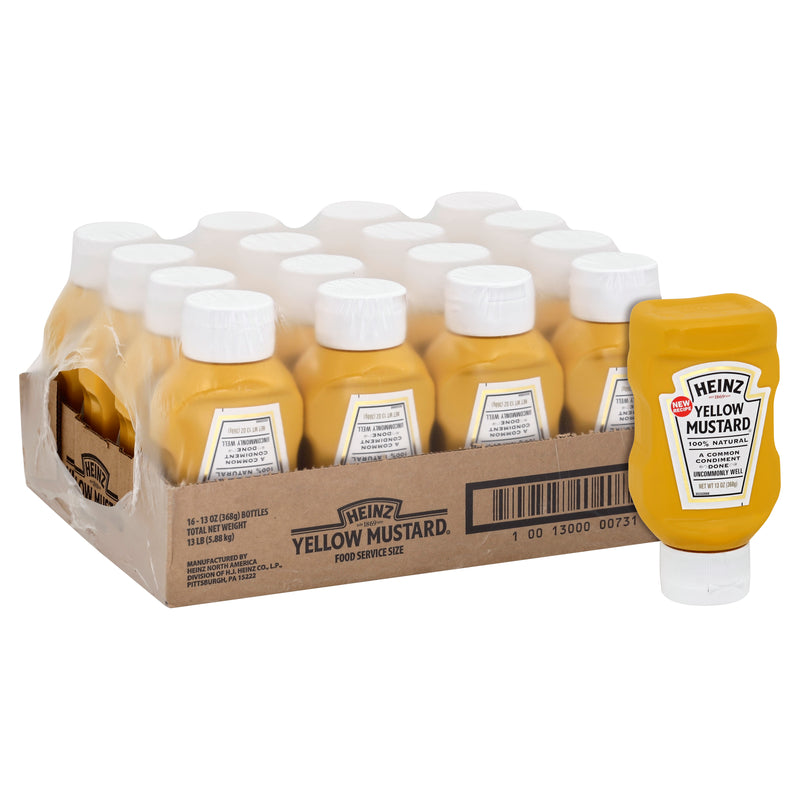 Heinz 100% Natural Yellow Mustard Forever Full Inverted No Seal to Peel 16Case 13 Bottles