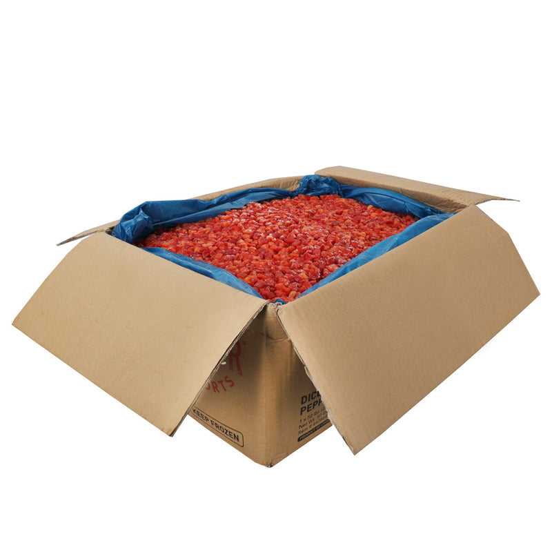 Savor Imports Pepper Diced Red 8" Individual Quick Frozen 50 Pound Each - 1 Per Case.