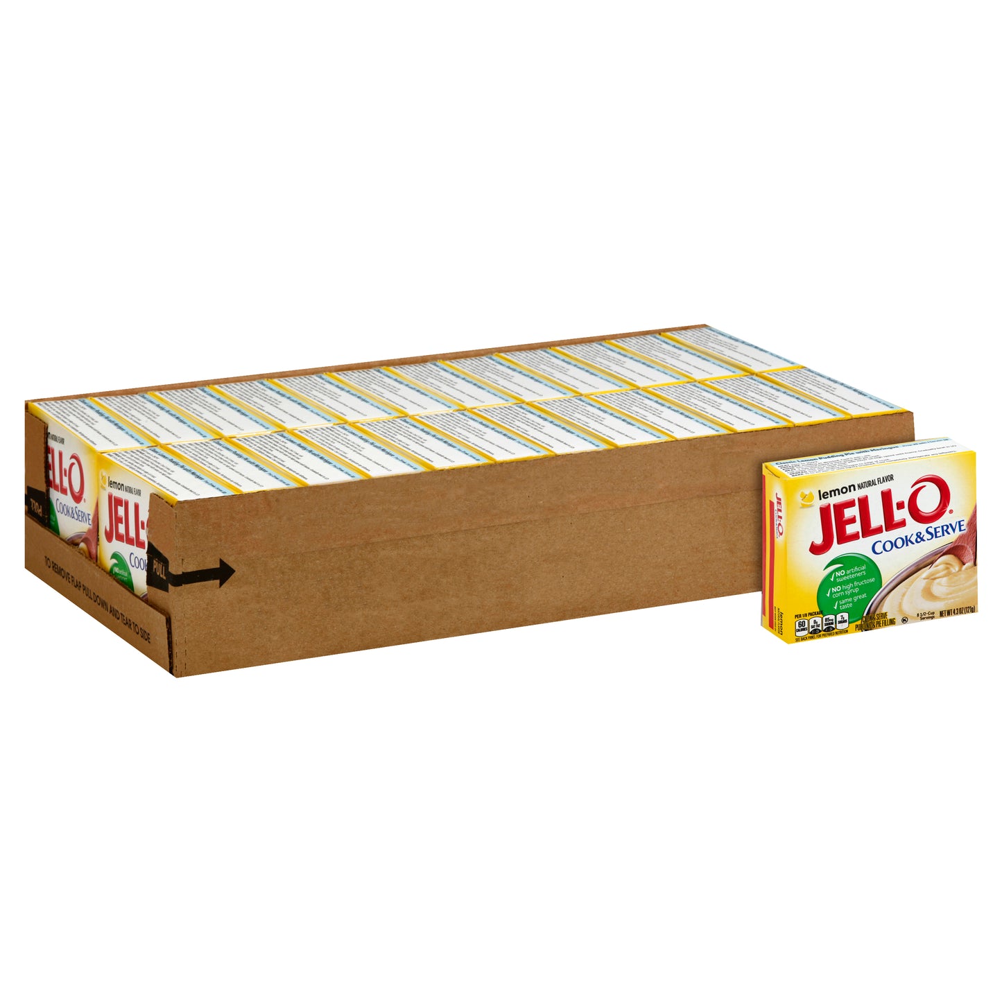 Jell-O Lemon Pudding & Pie Filling, 4.3 Ounce Size - 24 Per Case.