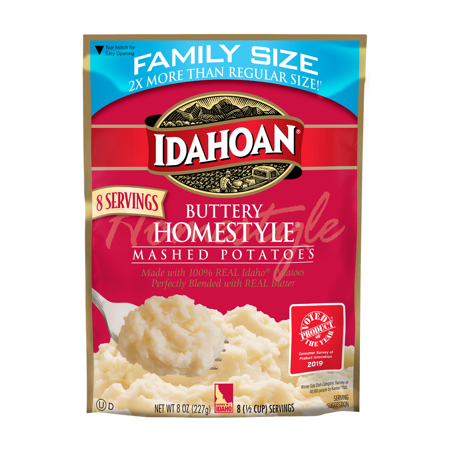 Idahoan Buttery Homestyle Mashed Potatoes Ozfamily Size Pouch 8 Ounce Size - 8 Per Case.