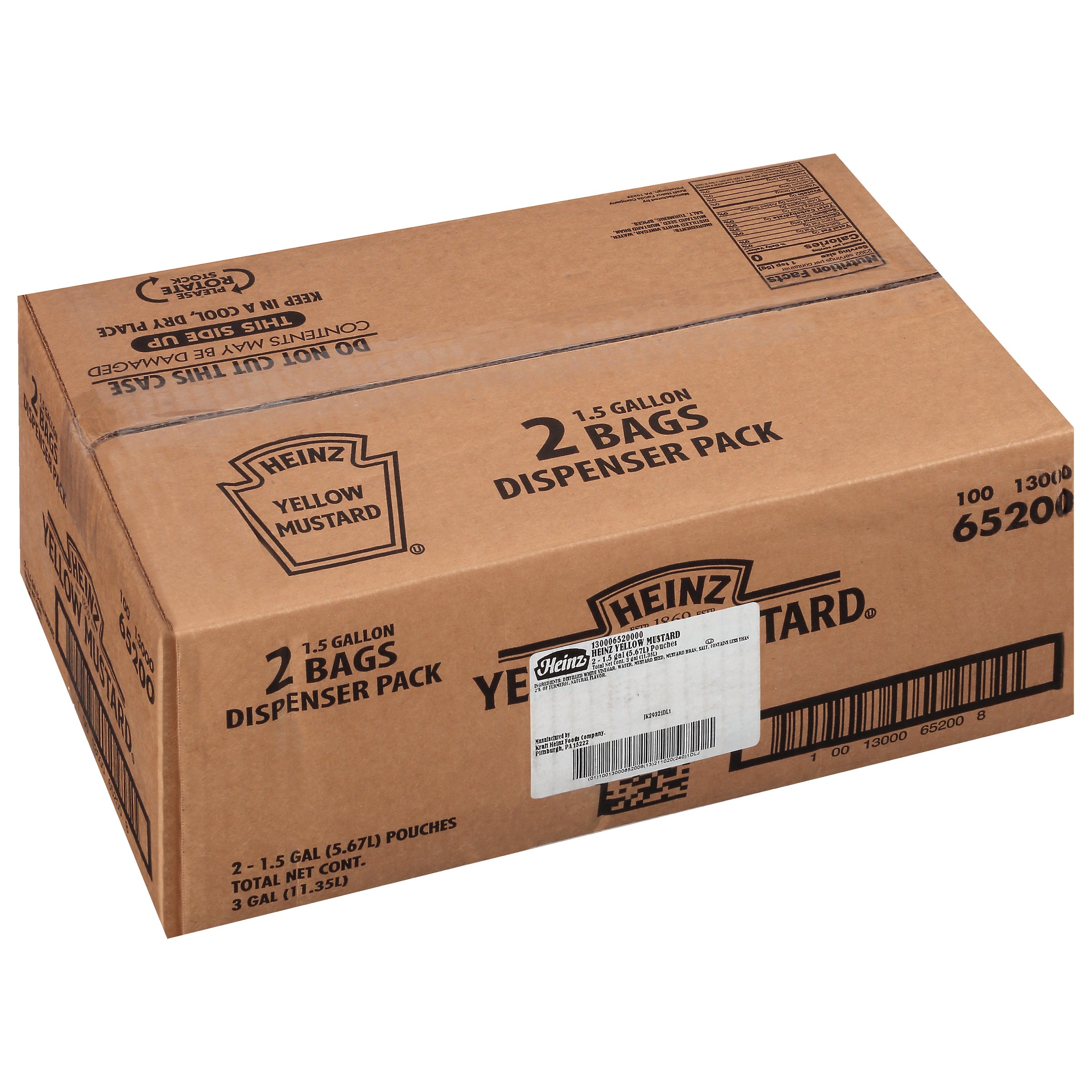 HEINZ Yellow Mustard Dispenser Pack 1.5 gal. 2 Per Case