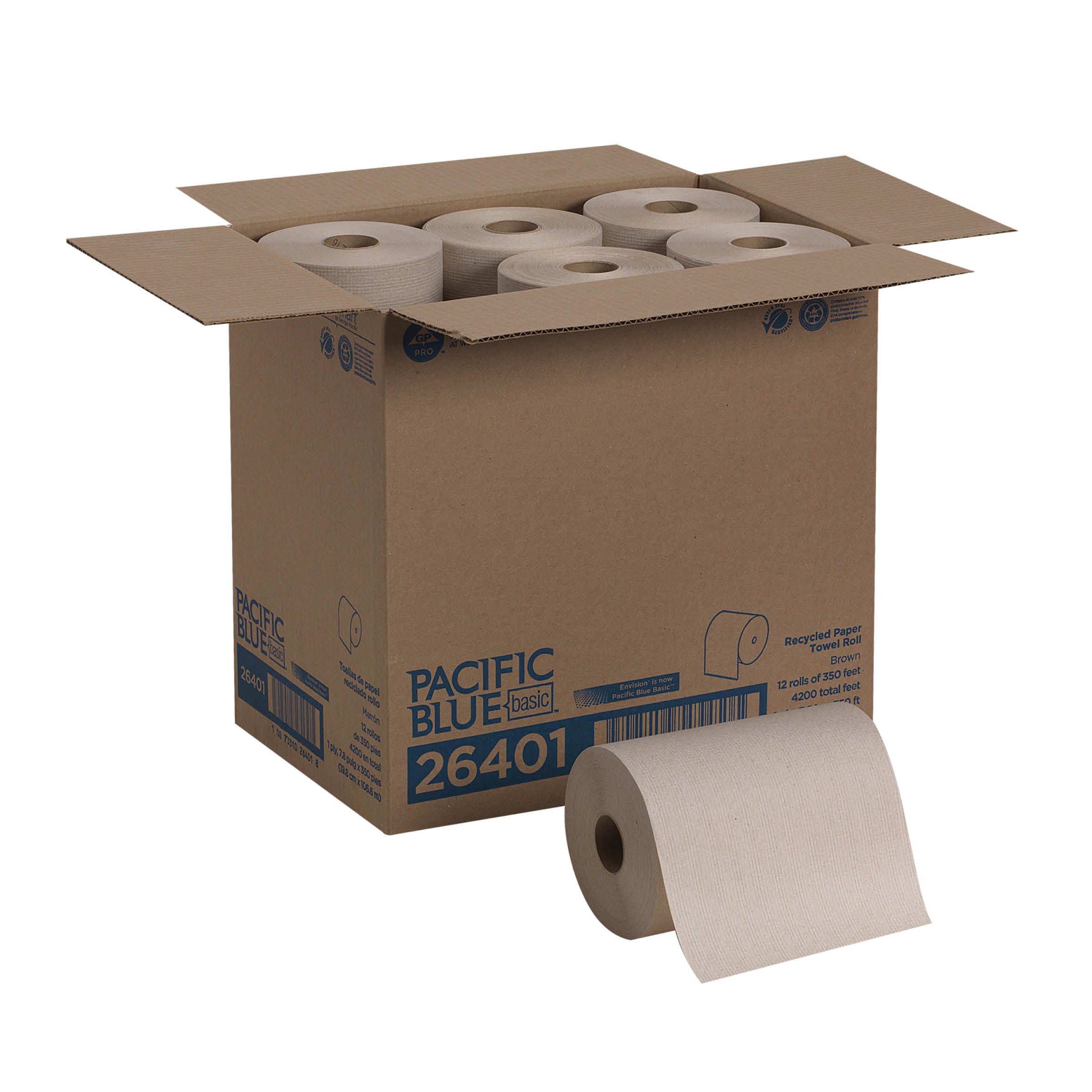 Pacific Blue Basic(R) Recycled Paper Towel Roll By Gp Pro (Georgia-Pacific)  Brown  12 Rolls Per Cas