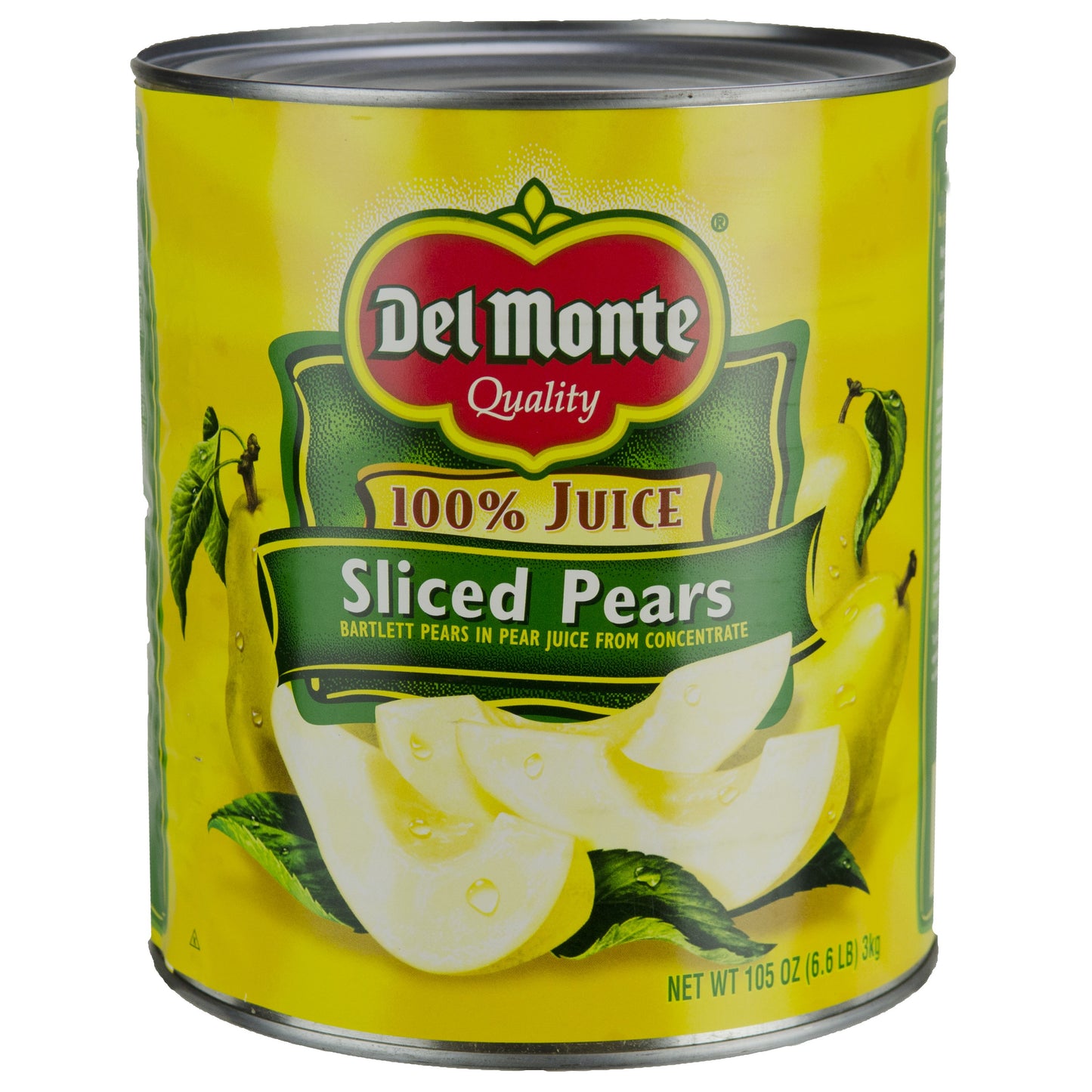 Del Monte® Sliced Pears In Juice Can 105 Ounce Size - 6 Per Case.