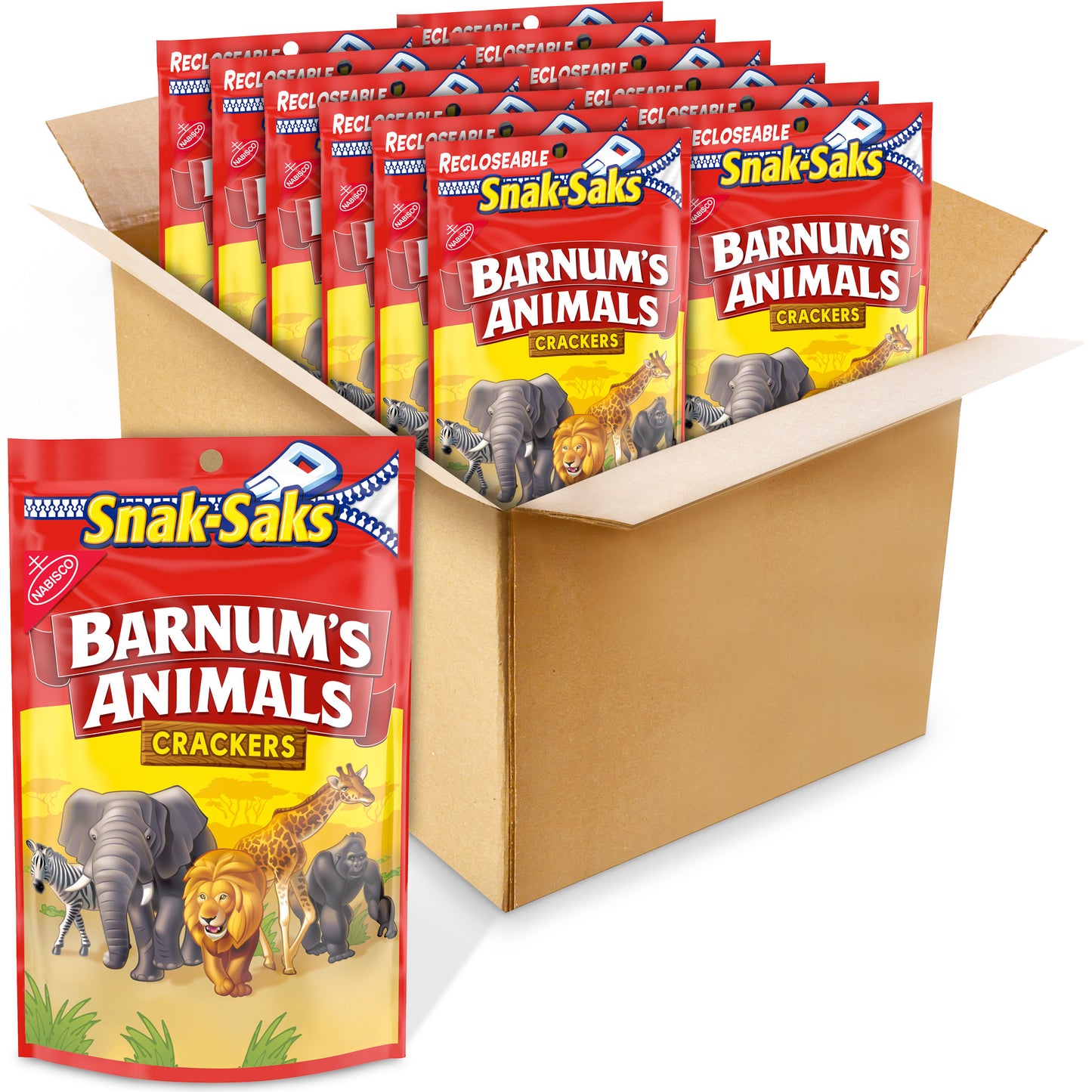 Barnums Lunchbox Crackers Snak Saks Z 8 Ounce Size - 12 Per Case.