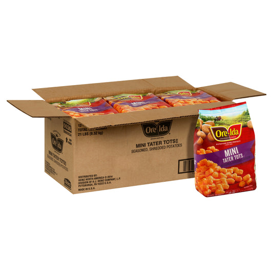 Ore Ida Core Frozen Potatoes Tater Tots Mini 1.75 Pound Each - 12 Per Case.