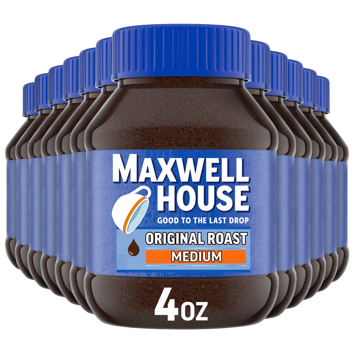 Maxwell House Coffee Instant Original Coffee, 4 Ounce Size - 12 Per Case.