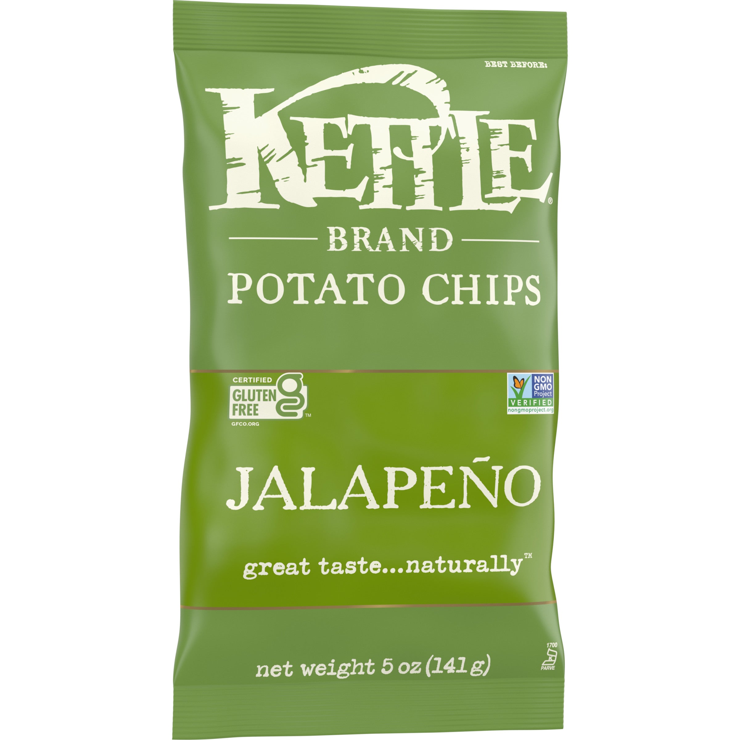 Kettle Brand Potato Chips Jalapeno Kettle Chips 5 Ounce Size - 15 Per Case.