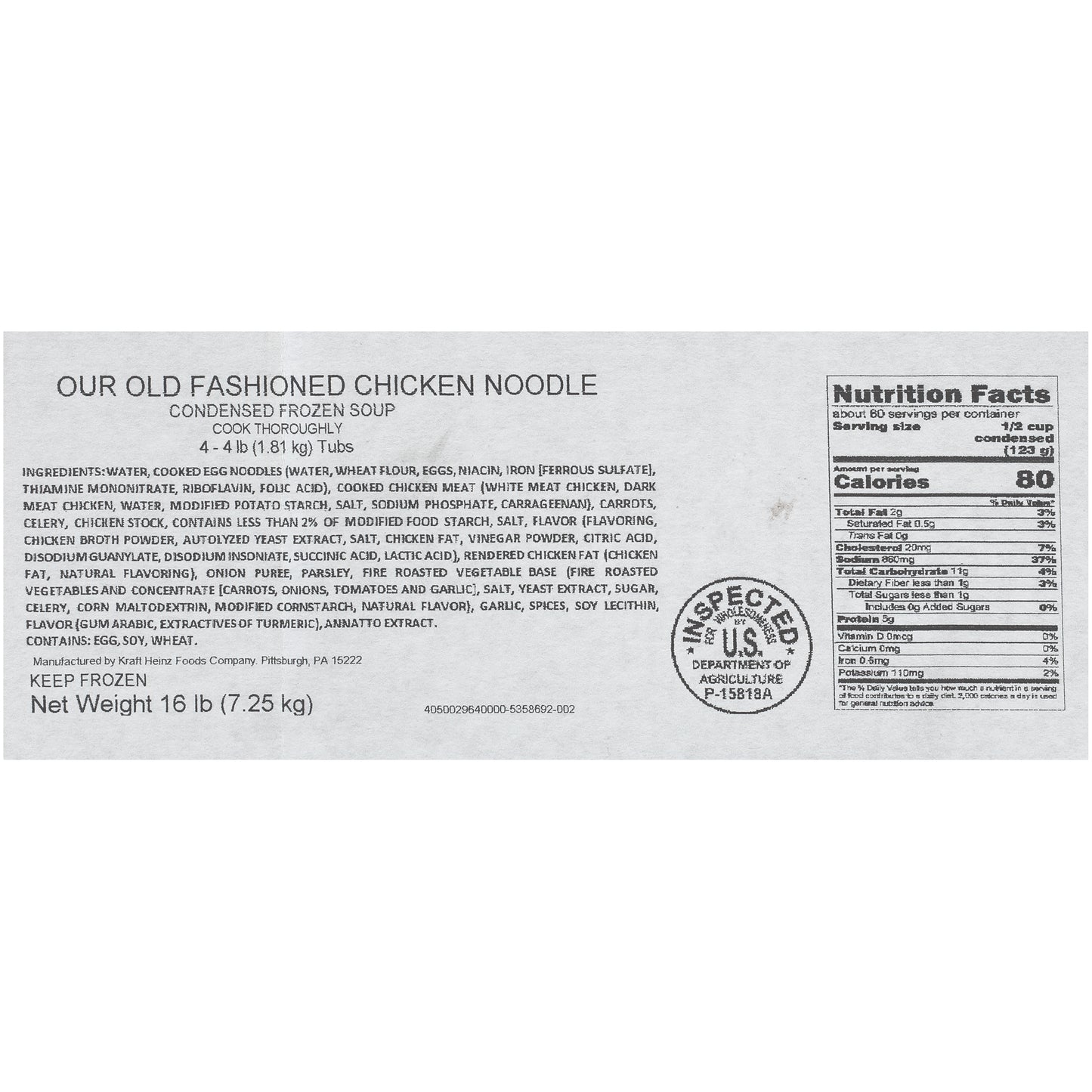 HEINZ CHEF FRANCISCO Old Fashioned Chicken Noodle Soup 4 lb. Tub 4 Per Case