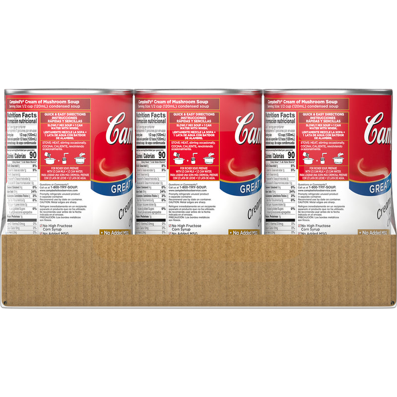 Campbell's Soup Cream Of Mushroom Condensed 50 Ounce Size - 12 Per Case.