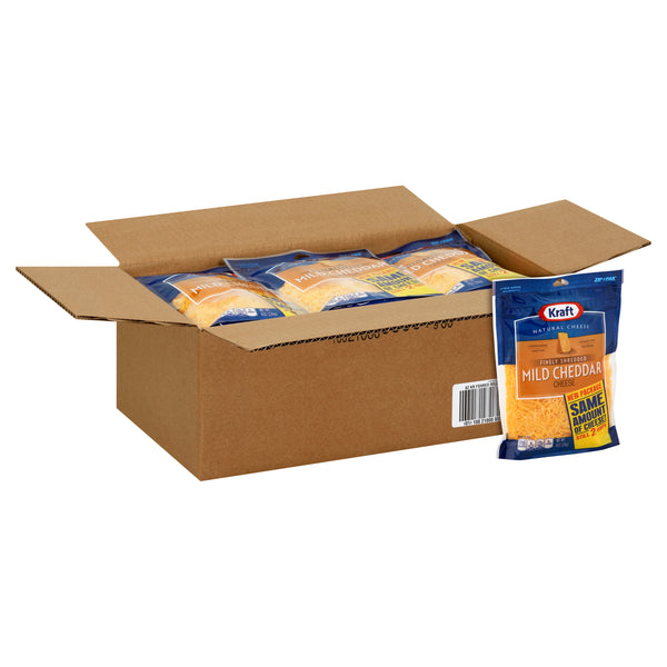 Kraft Finely Shredded Mild Cheddar Cheese, 8 Ounce Size - 12 Per Case.