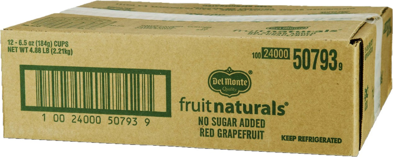 Del Monte® Red Grapefruit No Sugar Added Fruit Cup® Snacks Cup 6.5 Ounce Size - 12 Per Case.