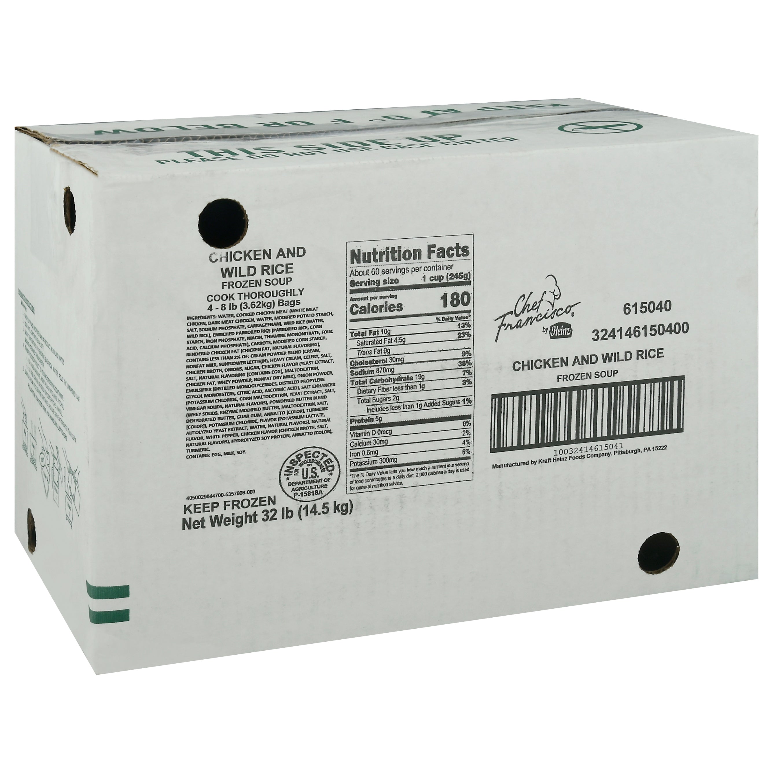 HEINZ CHEF FRANCISCO Chicken Soup with Wild Rice 8 lb. Bag 4 Per Case