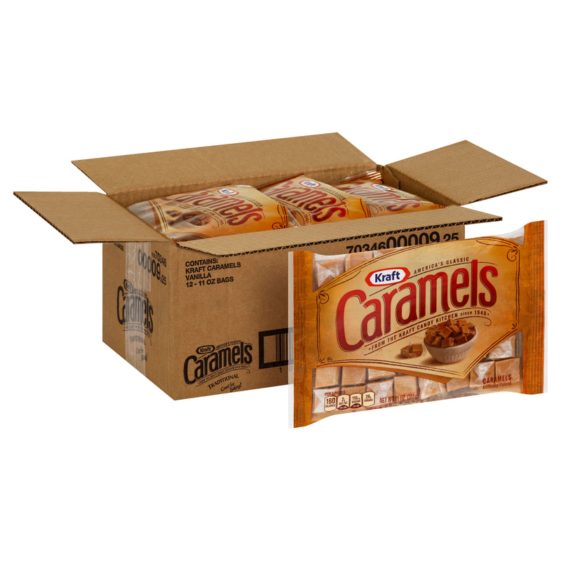 Kraft Vanilla Bag Candy Caramel, 11 Ounce Size - 12 Per Case.