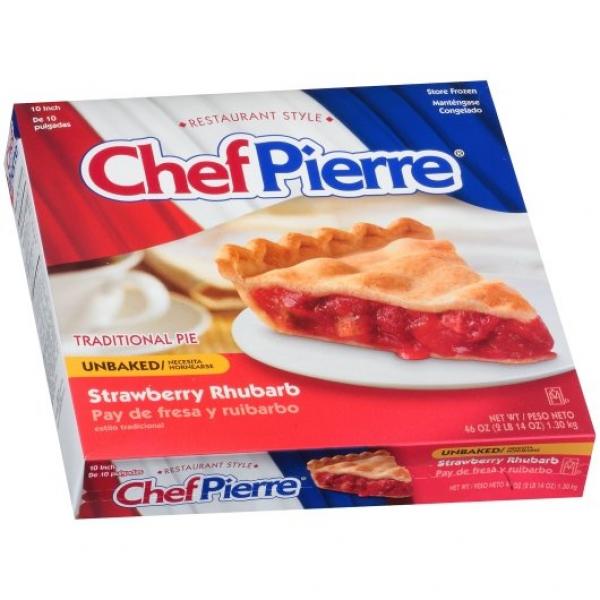 Chef Pierre Strawberry Rhubarb Unbaked 10" Pie 46 Ounce Size - 6 Per Case.