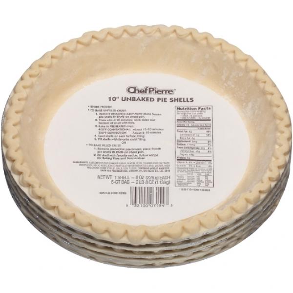 Chef Pierre 10-Inch Unbaked Pie Shell 2.5 Pound Each - 4 Per Case.