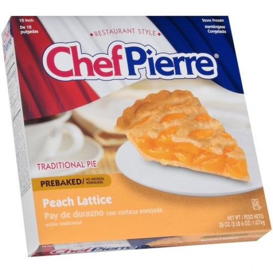 Chef Pierre Peach Pre Baked Lattice 10" Pie 38 Ounce Size - 6 Per Case.