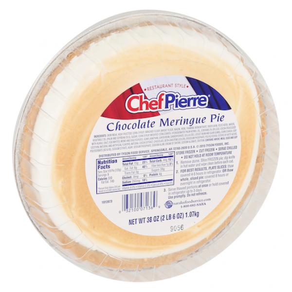 Chef Pierre Pie Chocolate Meringue 10" 38 Ounce Size - 6 Per Case.