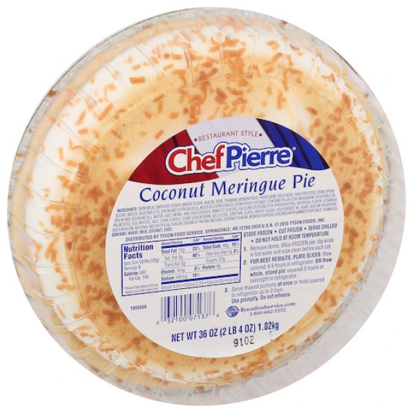 Chef Pierre Pie Coconut Meringue 10" 36 Ounce Size - 6 Per Case.