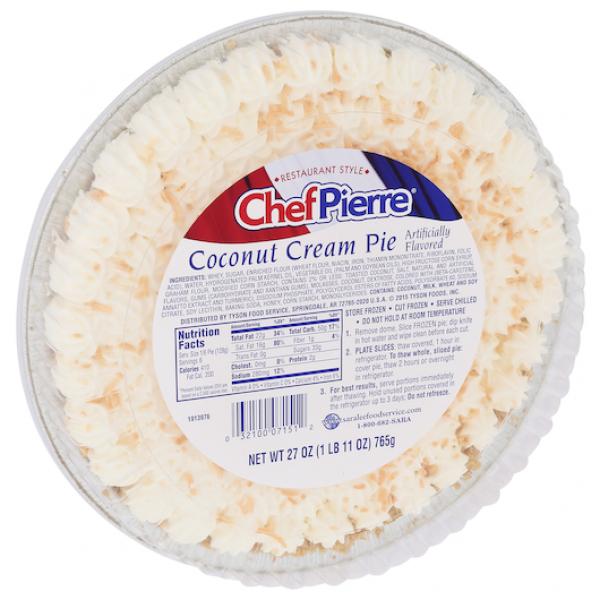 Chef Pierre Pie Coconut Cream 10" 27 Ounce Size - 6 Per Case.