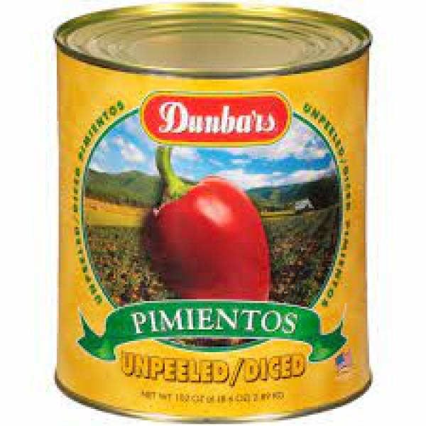 Diced Unpeeled Pimiento Dunbar Label 10 Each - 6 Per Case.