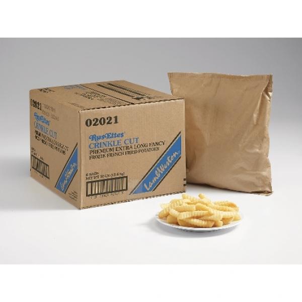 Crinkle Cut Frozen French Fried Potatoes 5 Pound Each - 6 Per Case.