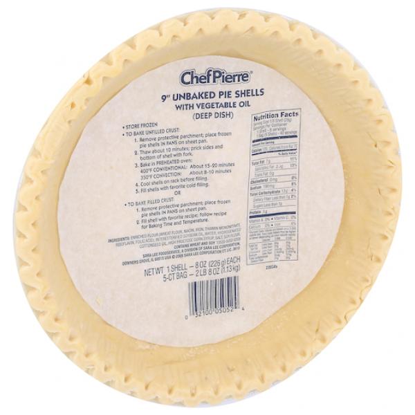 Chef Pierre Shell Deep Dish Vegetable Unbaked 9" 40 Ounce Size - 4 Per Case.