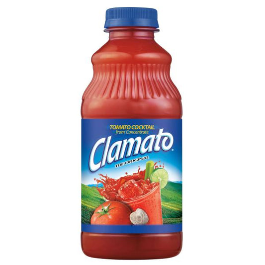 Clamato Original Tomato Cocktail Bottles 32 Fluid Ounce - 12 Per Case.