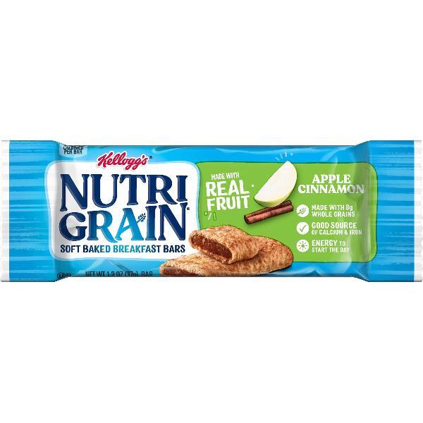 Kellogg's Nutri Grain Soft Baked Breakfast Bars Apple Cinnamon 1.3 Ounce Size - 96 Per Case.