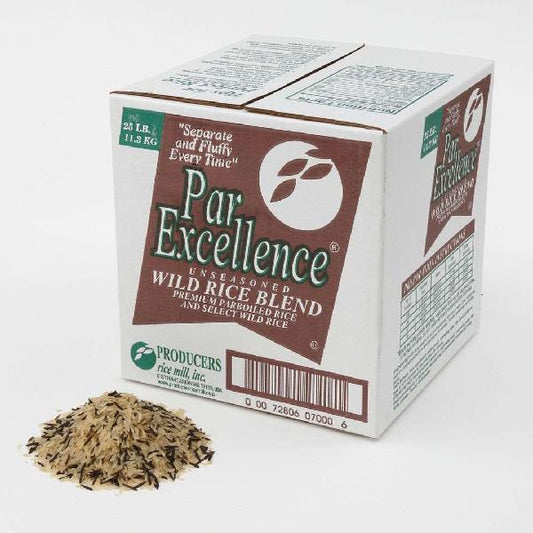 Producers Rice Mill Inc. Parboiled Long Grain & Wild Rice Box, 25 Pounds - 1 Per Case.