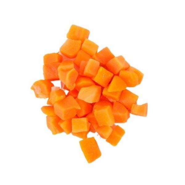 Commodity Carrot Diced Individual Quick Frozen 8" 20 Pound Each - 1 Per Case.