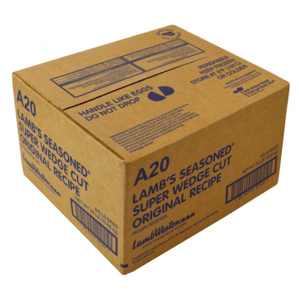 Super Wedge Cut Original Recipe Frozen Potatoes 5 Pound Each - 6 Per Case.