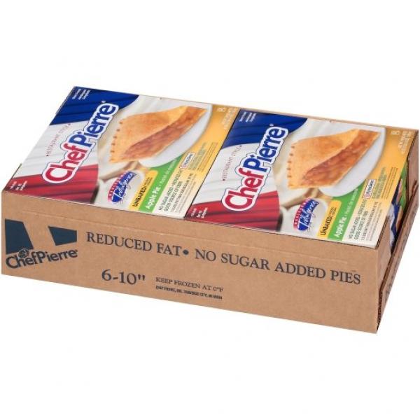 Chef Pierre Apple Traditional Reduced Fat No Sugar Added Unbaked 10" Pie 46 Ounce Size - 6 Per Case.