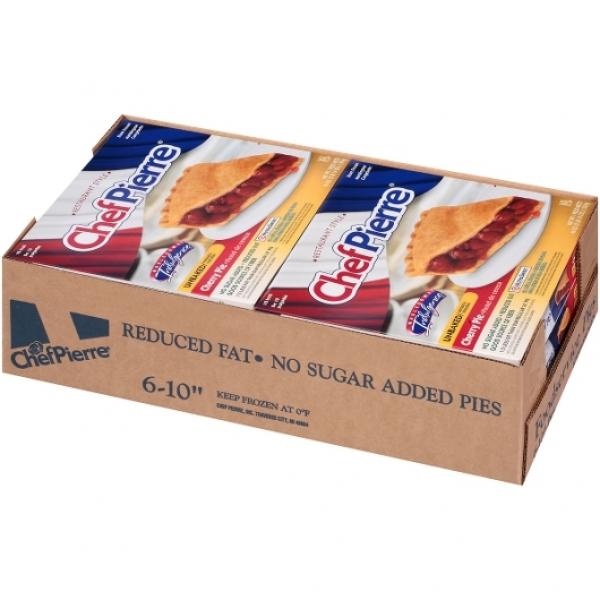 Chef Pierre Cherry Reduced Fat No Sugar Added Unbaked 10" Pie 46 Ounce Size - 6 Per Case.