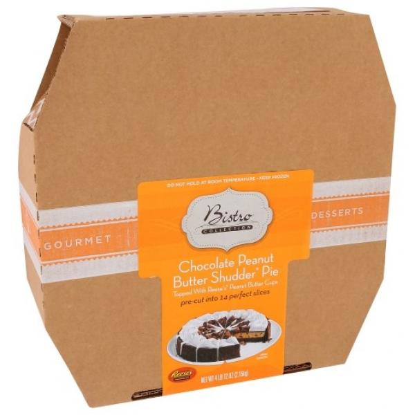 Bistro Collection 11 Inch 14 Slice Chocolate Peanut Butter Shudder Pie, 4.75 Pound Each - 2 Per Case.