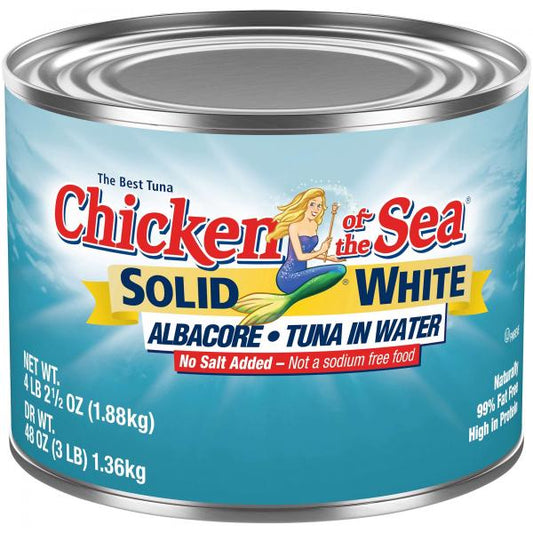 Chicken Of The Sea Solid Albacore Tuna In Water Very Low Sodium 66.5 Ounce Size - 6 Per Case.