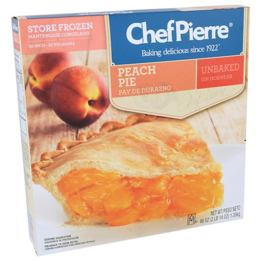 Chef Pierre Pie Peach Unbaked 10" 46 Ounce Size - 6 Per Case.