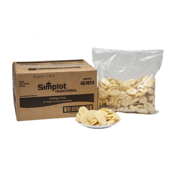 Simplot Traditional 4" Cottage Crinkle Cutslices Skin On 5 Pound Each - 6 Per Case.