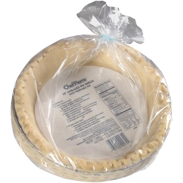 Chef Pierre Pie Shell Vegetable Shortening Unbaked 10" 2.5 Pound Each - 4 Per Case.