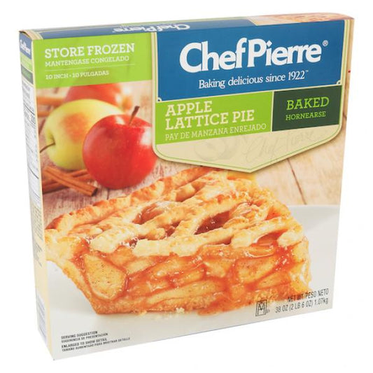 Chef Pierre Pre Baked Apple Lattice 10" Pie 38 Ounce Size - 6 Per Case.