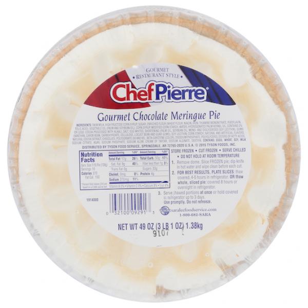 Chef Pierre Gourmet Chocolate Meringue 10inch Pie 49 Ounce Size - 4 Per Case.