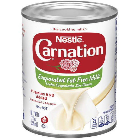 Nestle Carnation Milk Evaporated Fat Free 12 Fluid Ounce - 24 Per Case.