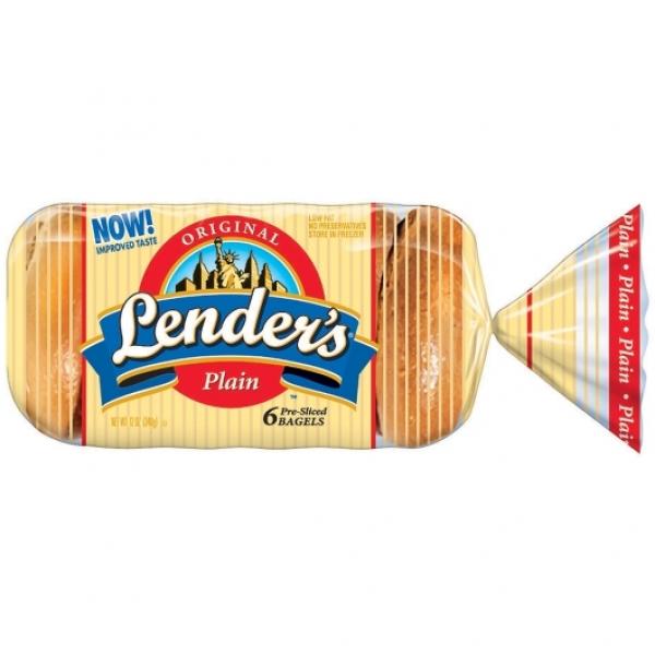 Lender's Bagel Lenders Plain Sliced 12 Ounce Size - 12 Per Case.