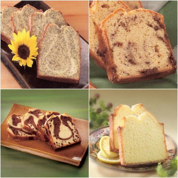 Cake Coffee Pullman Loaf Variety Unsliced Frozen 1 Count Packs - 4 Per Case.