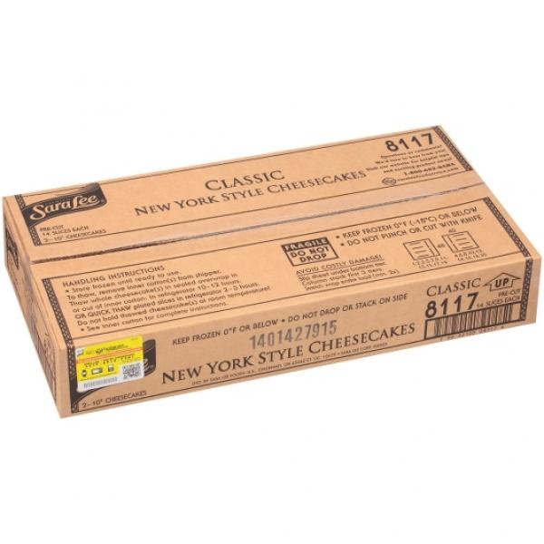 Sara Lee Restaurant Reserve 10" Sliced Classic Tall New York Style Cheesecake 6.375 Pound Each - 2 Per Case.