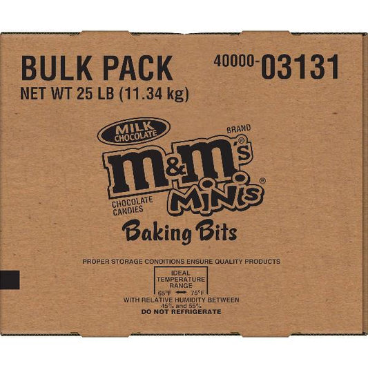 M&m's Minis Milk Baking Bits Bulk 25 Pound Each - 1 Per Case.