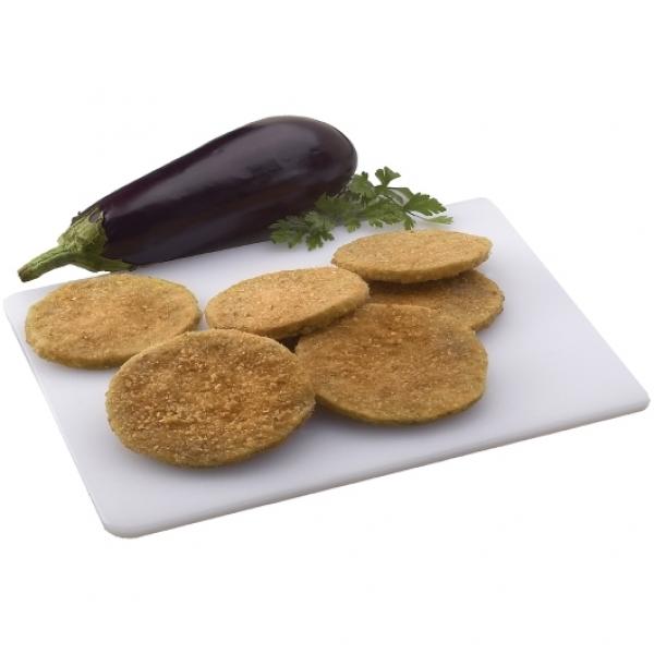 Battered 8" Peeled Round Eggplant Cutlets 5 Pound Each - 2 Per Case.