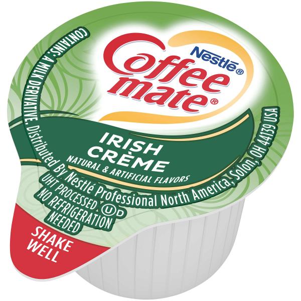 Nestle Coffee Mate Coffee Creamer Irish Cremeflavor Liquid Creamer Singles 0.375 Ounce Size - 180 Per Case.