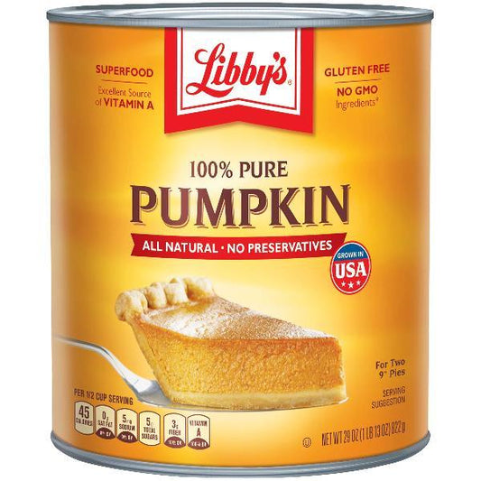 Libby's Pumpkin Solid Pack 29 Ounce Size - 12 Per Case.