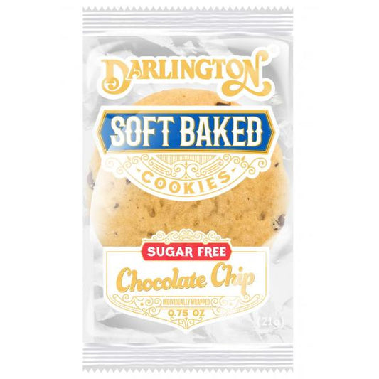 Darlington Sugar Free Soft Baked Chocolate Chip Cookies Individually Wrapped 1 Count Packs - 106 Per Case.