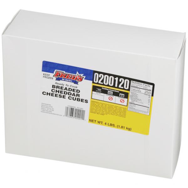 Fred's Breaded Cheddar Cheese Cube Box 4 Pound Each - 6 Per Case.